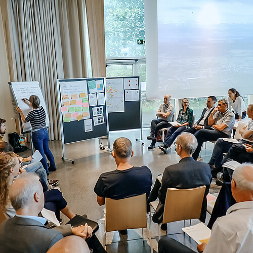 Abb 1 Der kreative Dialog mit Entscheidungsträgern und Meinungsführerinnen aus unterschiedlichen Sektoren schaffte ein besseres Verständnis für unterschiedliche Interessen und Standpunkten zu Walderhaltung und Rodungsersatz.