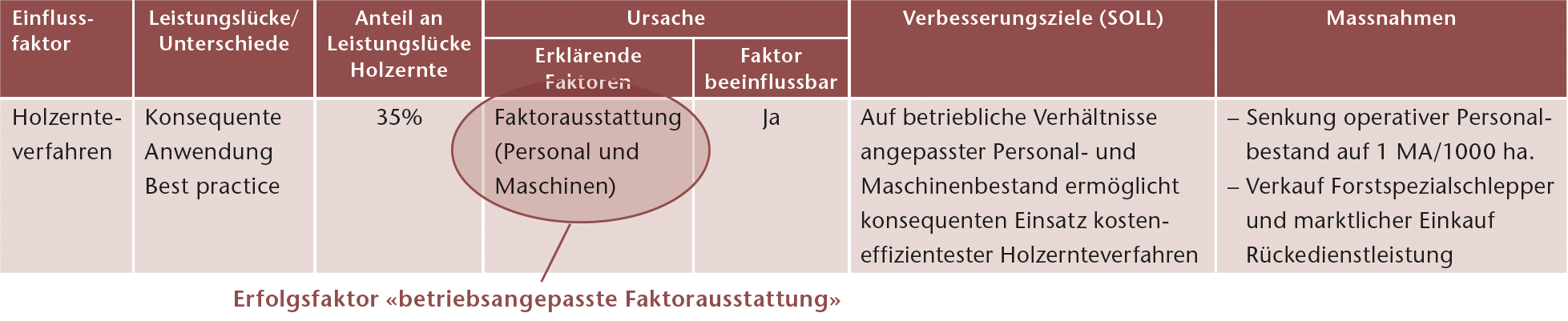 Tab 1 Beispiel eines Verbesserungsziels und zugehöriger Massnahmen.